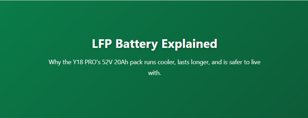 LFP Battery Explained: Why the Y18 PRO's 52V 20Ah Pack Lasts 4000+ Cycles | Flydone