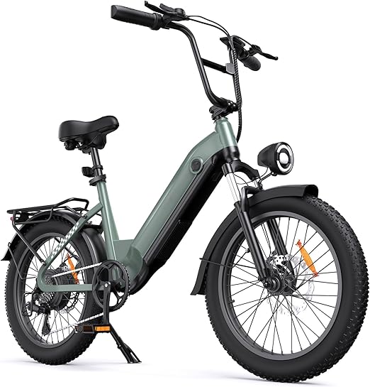 U8 Electric Bike for Adults,1000W Peak Motor Ebike,Max 20/28MPH 75-105Miles Range Electric Bicycle,48V 13AH/18AH Battery Commuting 20" Step Thru Fat Tire Ebikes for Adults,7 Speed Gearing