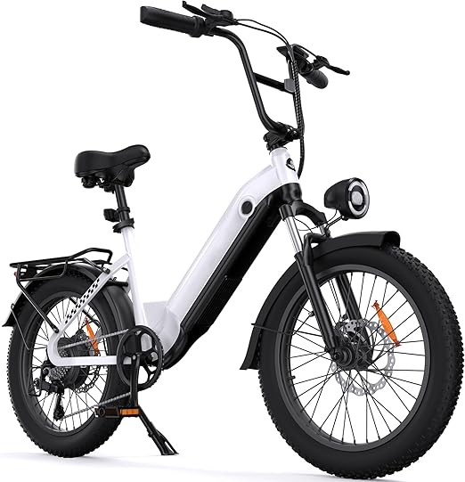 Electric Bike for Adults,1000W Peak Motor Ebike,Max 20/28MPH 75-105Miles Range Electric Bicycle,48V 13AH/18AH Battery Commuting 20" Step Thru Fat Tire Ebikes for Adults,9 Speed Gearing