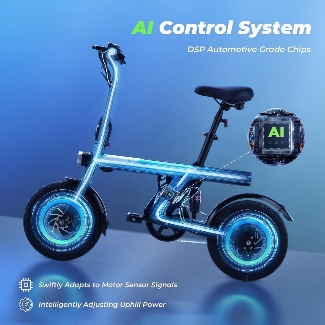 Small Electric Bike for Adults 500W Motor 20 mph Foldable E-Bikes 36v 7.8AH Battery Adult Electric Bicycles with Smart Uphill 14" Mini E Bike for Teens