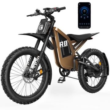Flydone Electric Dirt Bike for Adults, 𝟰𝟬𝟬𝟬𝗪 𝗣𝗲𝗮𝗸 27AH Electric Bike, 35MPH 65+ Mile Range, 19" Fat Tire Off-Road Motorcycle, Hydraulic Disc Brakes,Desert
