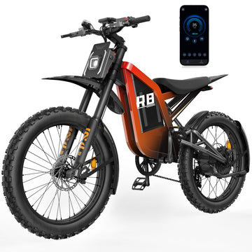Flydone Electric Dirt Bike for Adults, 𝟰𝟬𝟬𝟬𝗪 𝗣𝗲𝗮𝗸 27AH Electric Bike, 35MPH 65+ Mile Range, 19" Fat Tire Off-Road Motorcycle, Hydraulic Disc Brakes,Fiery Orange