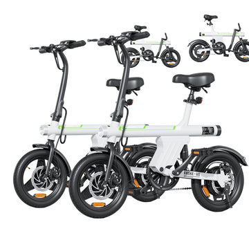 Flydone 2pcs  Mini Electric Bike for Adults, 500W Motor 20 mph Folding E-Bikes, 14" Adult Electric Bicycles with Smart Uphill 36v 7.8AH Battery UL 2849 Certified E Bike for Teens,White