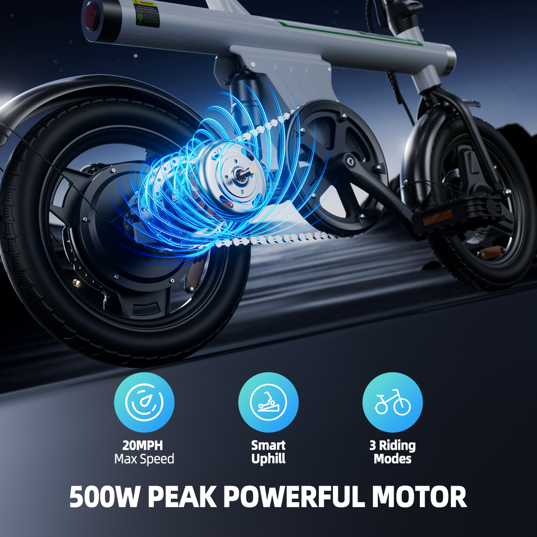 Flydone 2pcs  Mini Electric Bike for Adults, 500W Motor 20 mph Folding E-Bikes, 14" Adult Electric Bicycles with Smart Uphill 36v 7.8AH Battery UL 2849 Certified E Bike for Teens,White