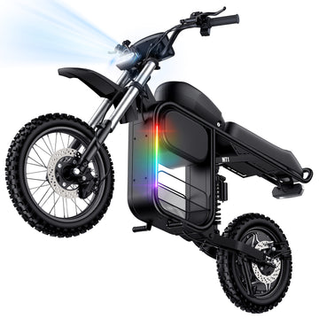 Flydone MT1 Electric Dirt Bike for Adults 5000W Peak Motor 45 MPH 80 Miles Range 52V 20Ah Battery Full Suspension 14" Front 12" Rear Fat Tire NFC Lock 8.9" TFT Display